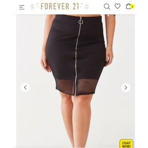 Forever 21+ Black Knit knee-length hem skirt